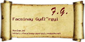 Facsinay Györgyi névjegykártya